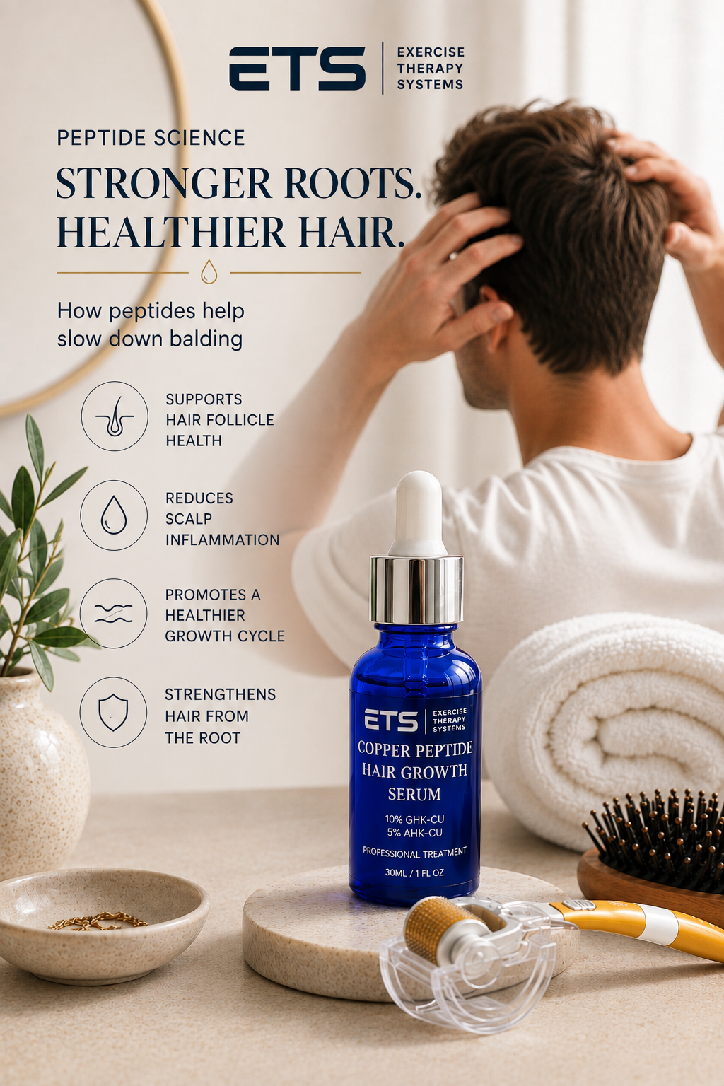 ETS Copper Peptide Hair Growth Serum (10% GHK-Cu + 5% AHK-Cu) – 30ml