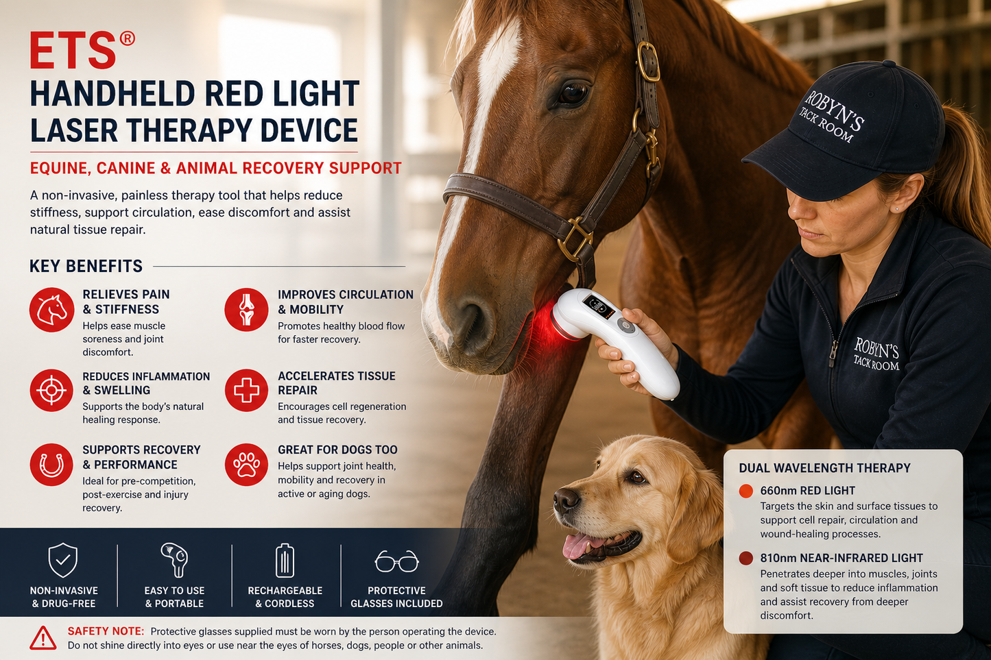 Equine Therapy Systems Handheld Red Light Lazer Therapy Machine (infrared laser)