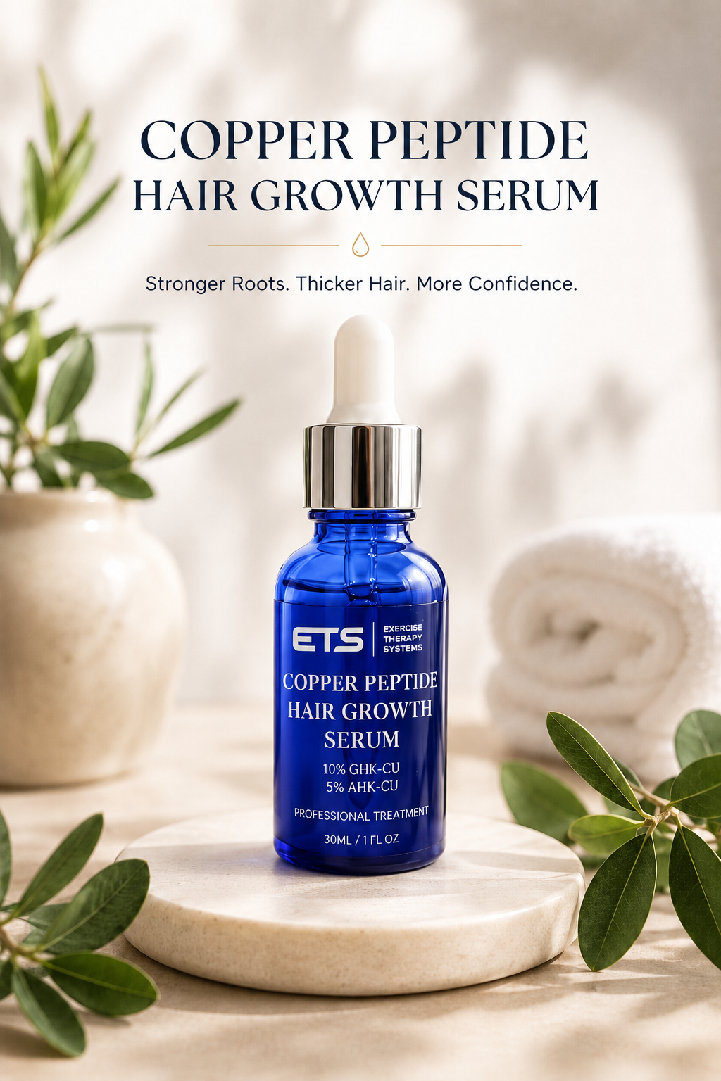 ETS Copper Peptide Hair Growth Serum (10% GHK-Cu + 5% AHK-Cu) – 30ml