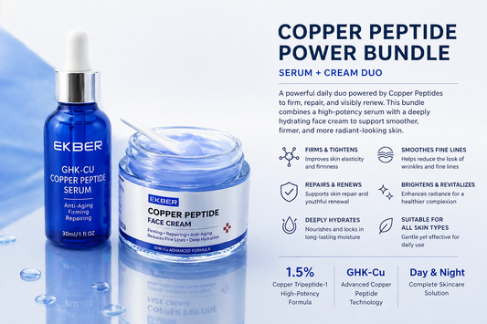 GHK-Cu Copper Peptide Face Serum (30ml) AND Copper Peptide Cream (50g) bundle