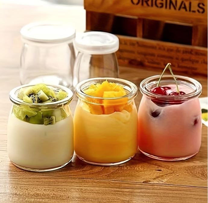 Glass jars for yoghurt maker with lids