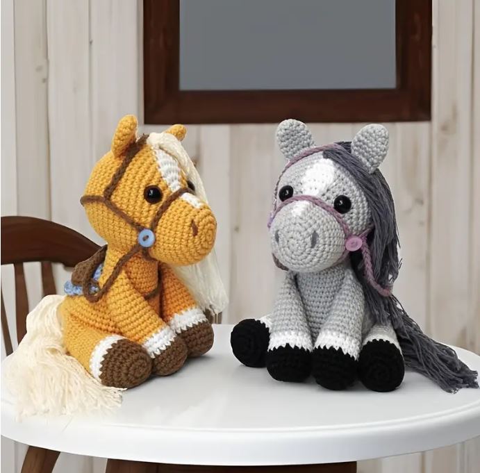 Crochet kit - cute grey pony