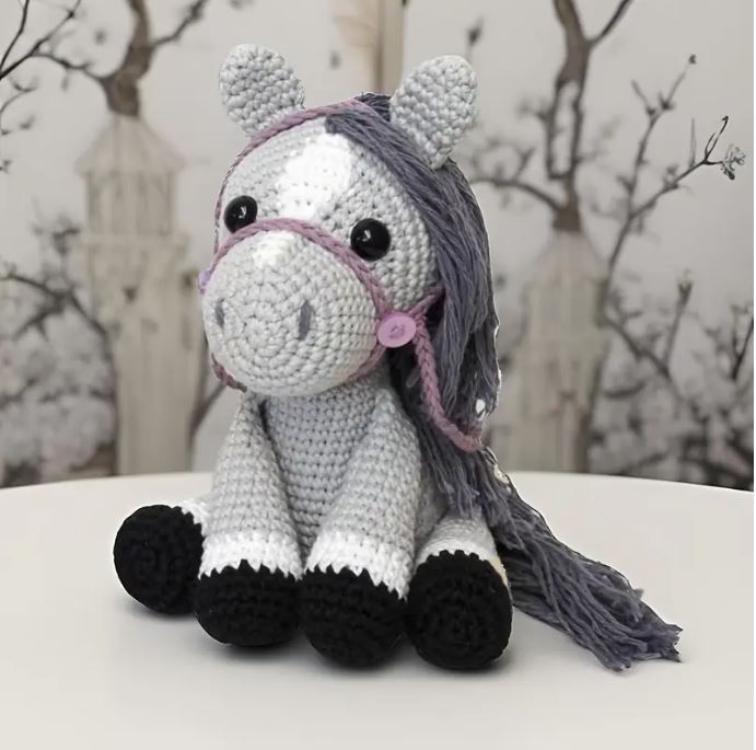 Crochet kit - cute grey pony