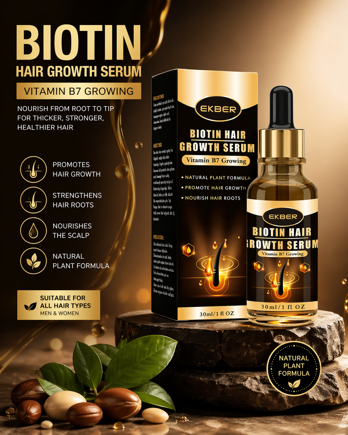 Biotin Hair Growth Serum (Vitamin B7) – Thicker, Stronger Hair