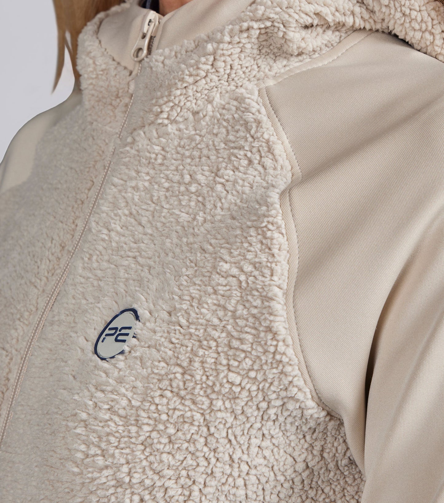 Description:Leora Teddy Fleece Hoodie_Colour:Ivory Dust_Position:3