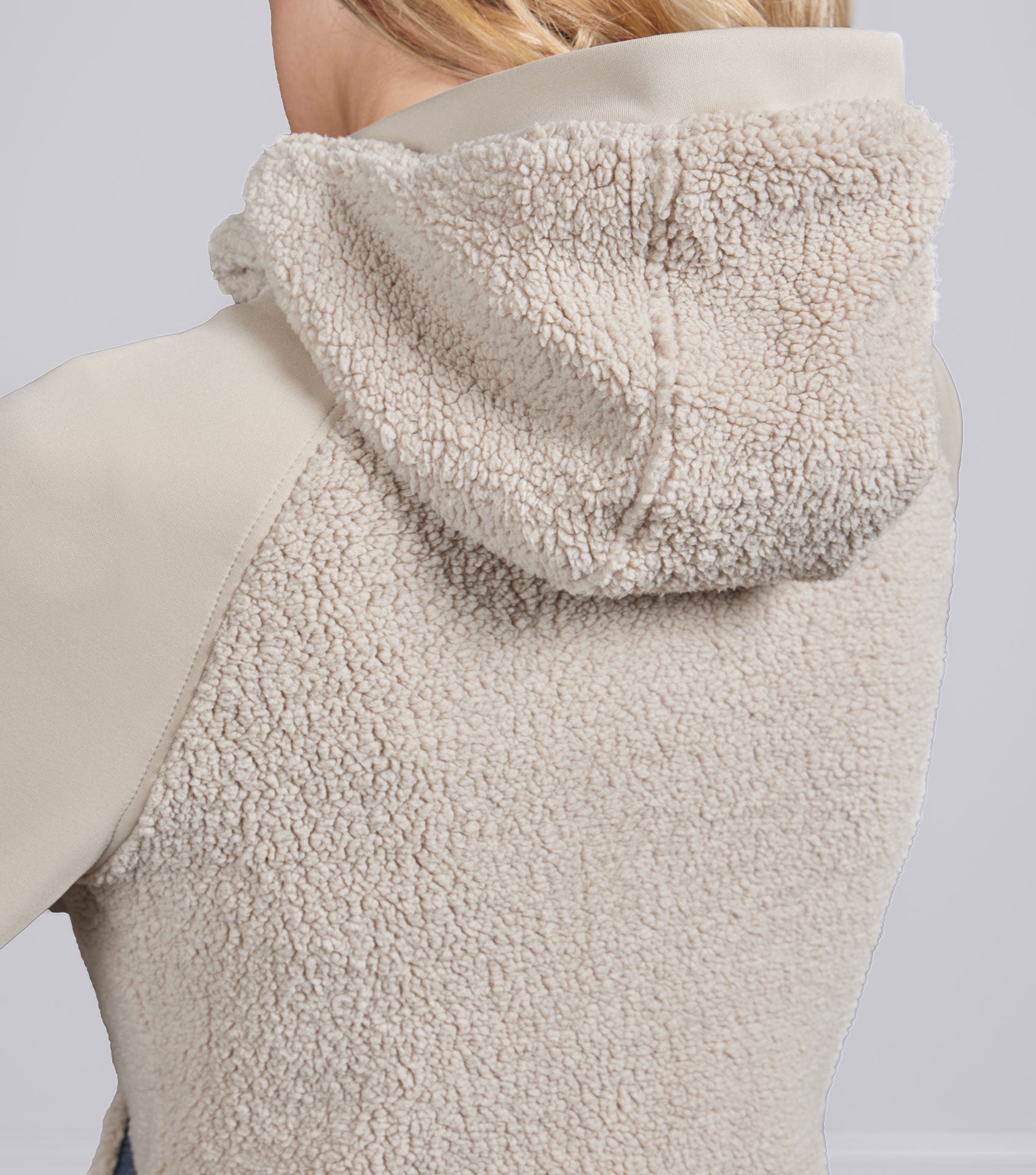 Description:Leora Teddy Fleece Hoodie_Colour:Ivory Dust_Position:5