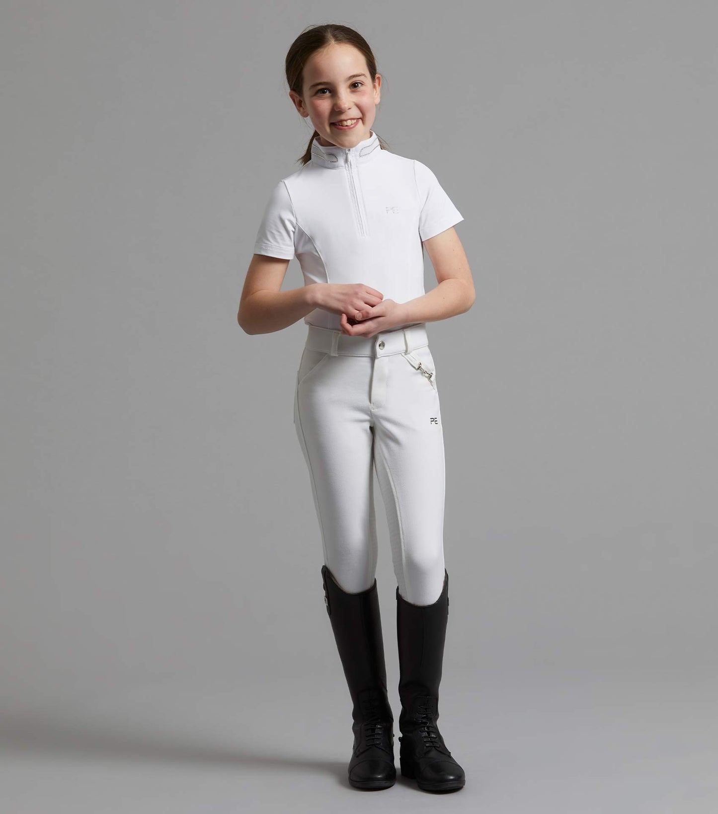 Premier Equine Maria Girls Diamanté Show Shirt (white)