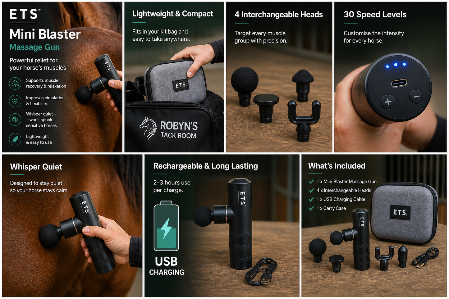 Equine Therapy Systems Mini Blaster Aluminum Massage Gun