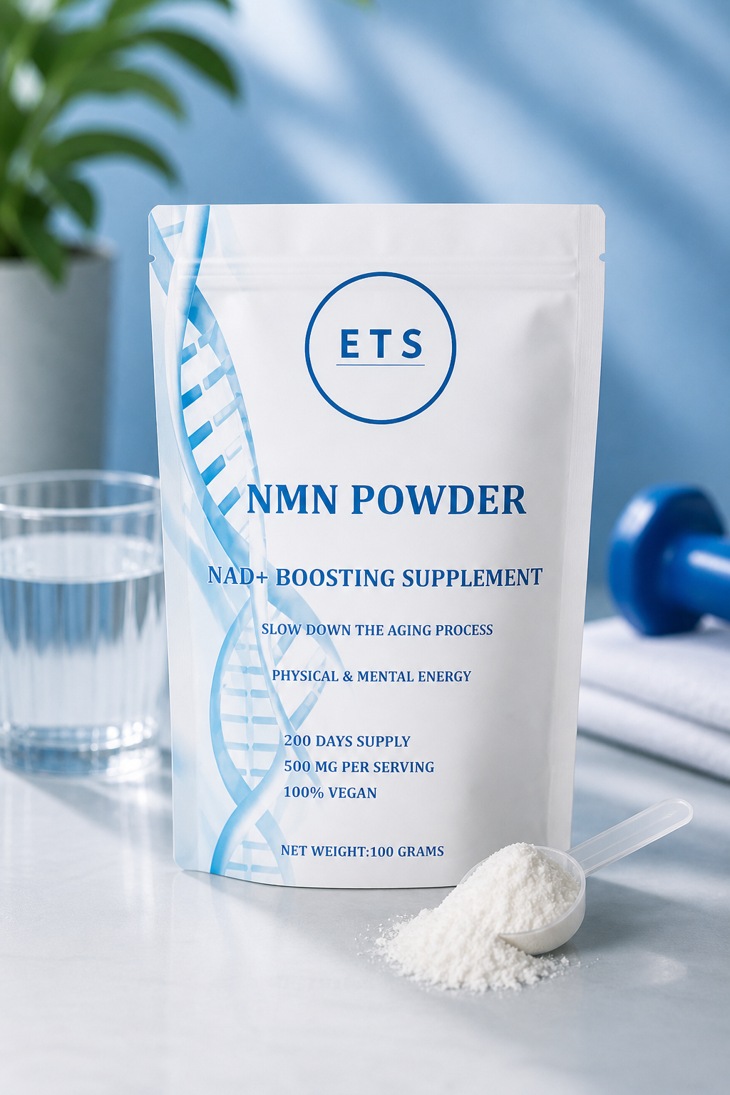 ETS NMN Powder (Nicotinamide Mononucleotide) (100g- 500mg per Serving)