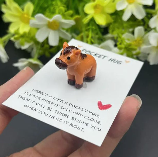 Encouragement Pocket Hug Card with small horse figurine