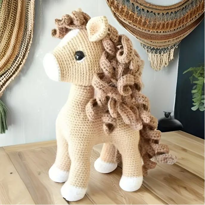 Crochet kit - little palomino pony with curls