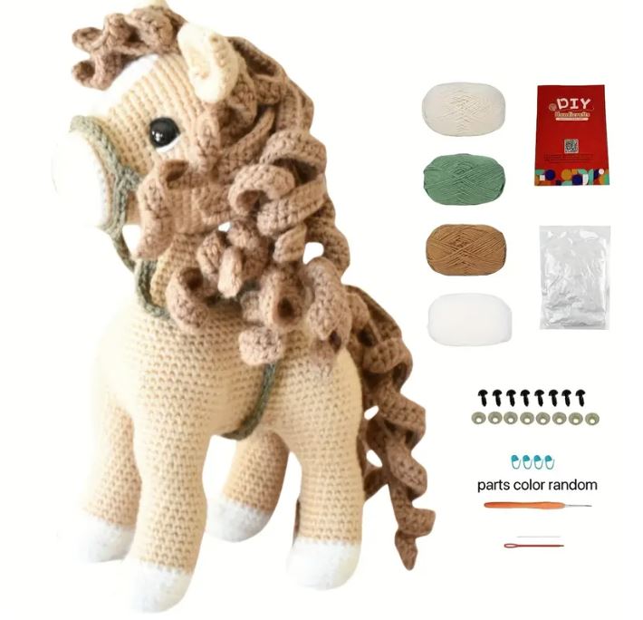Crochet kit - little palomino pony with curls
