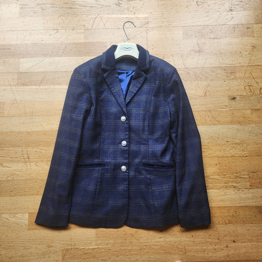 Giddyup navy checked show jacket, ladies 12. Pre-loved