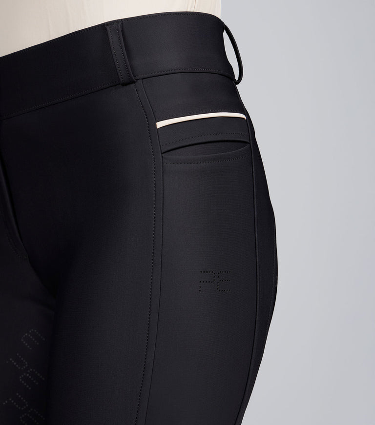 Premier Equine Felicio Womens Gel Full Seat Riding Breeches - Black (Standard Rise) Water repellent