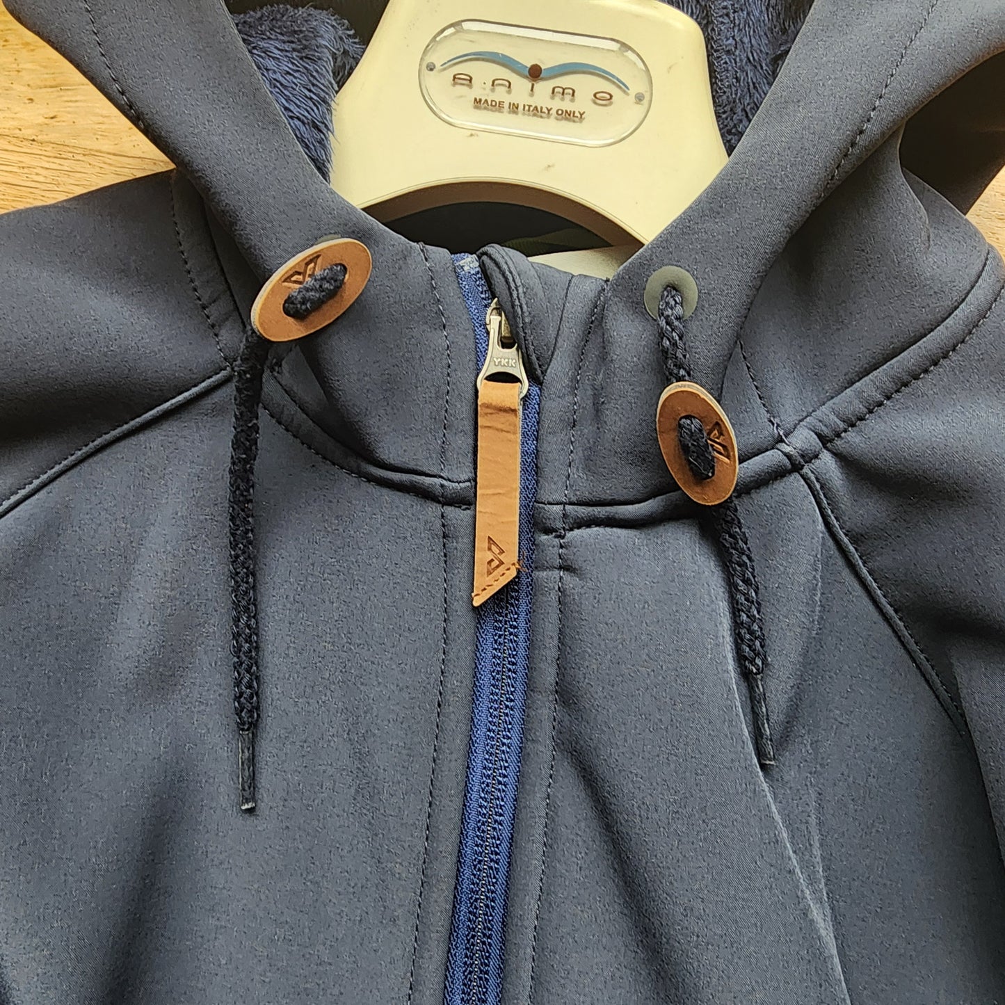 Kathmandu fleece lined soft shell jacket, navy, ladies size M, pre-loved