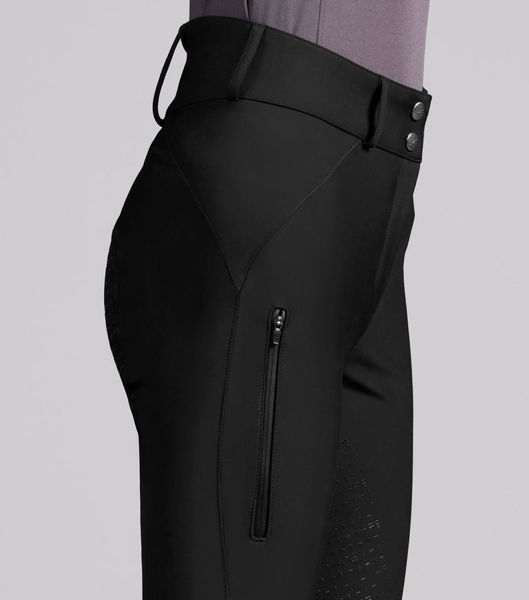 Premier Equine Amnis Womens Waterproof Gel Full Seat Riding Breeches, Black (High Rise)