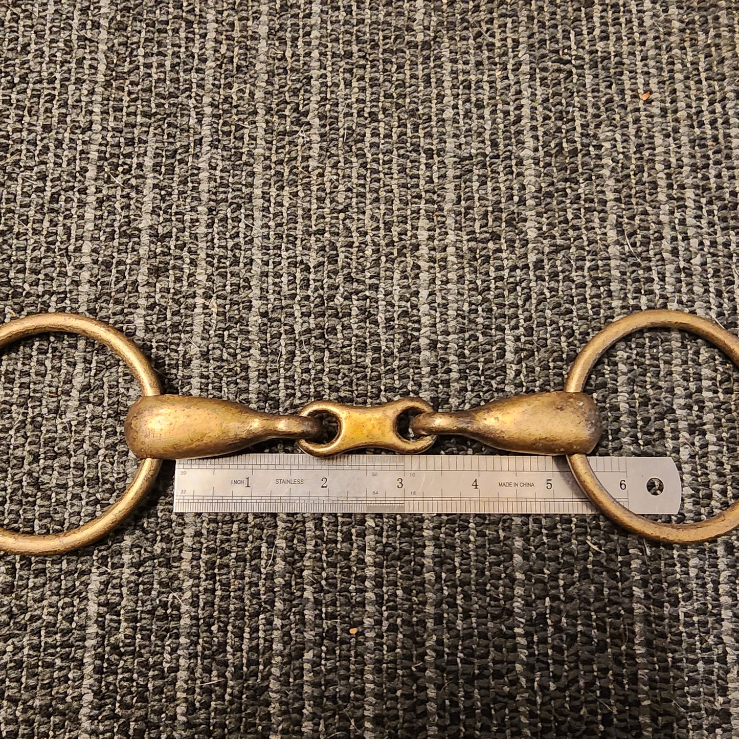 Loose ring French link copper alloy bit 5". Pre-loved