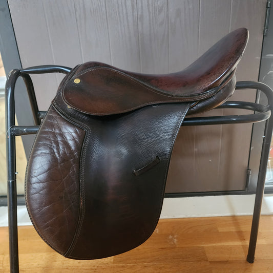 Bates brown leather pony show saddle 15", wide