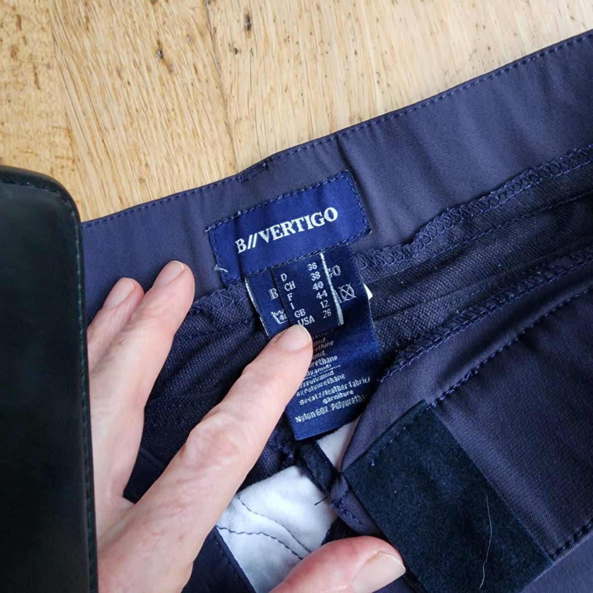 B Vertigo navy breeches, ladies size UK 12, pre-loved