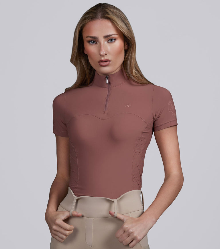 Premier Equine Prospero Short Sleeve Training Top - Rosewood