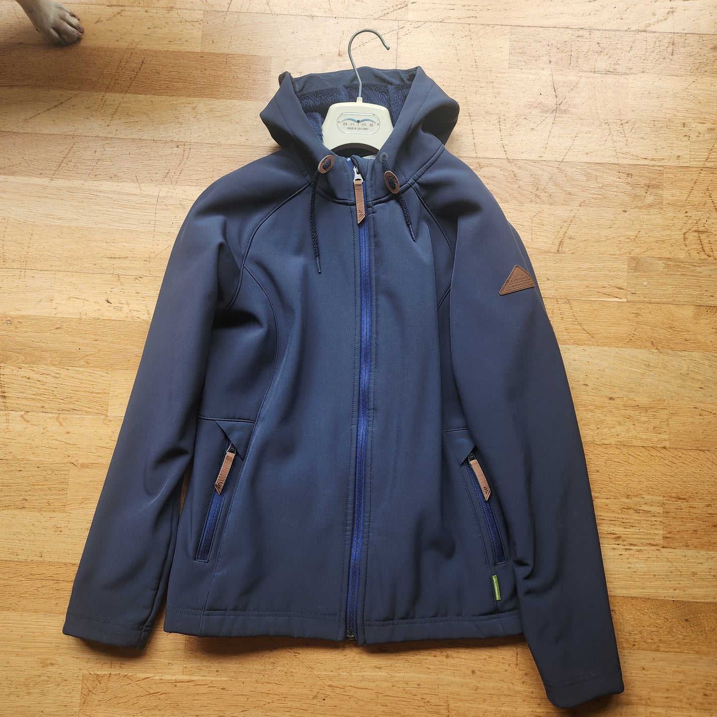 Kathmandu fleece lined soft shell jacket, navy, ladies size M, pre-loved