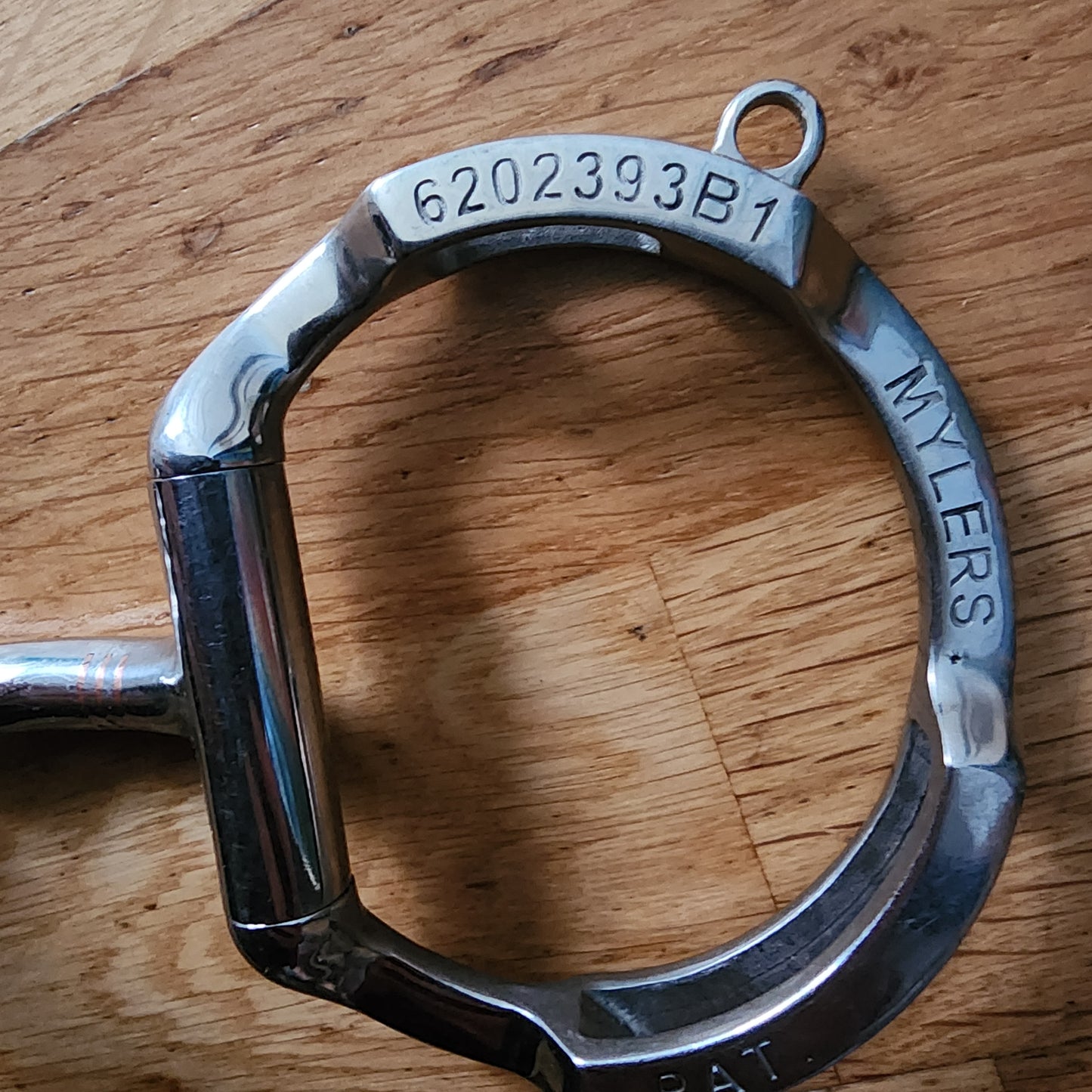 Myler eggbutt bit with hooks 5.25" pre loved