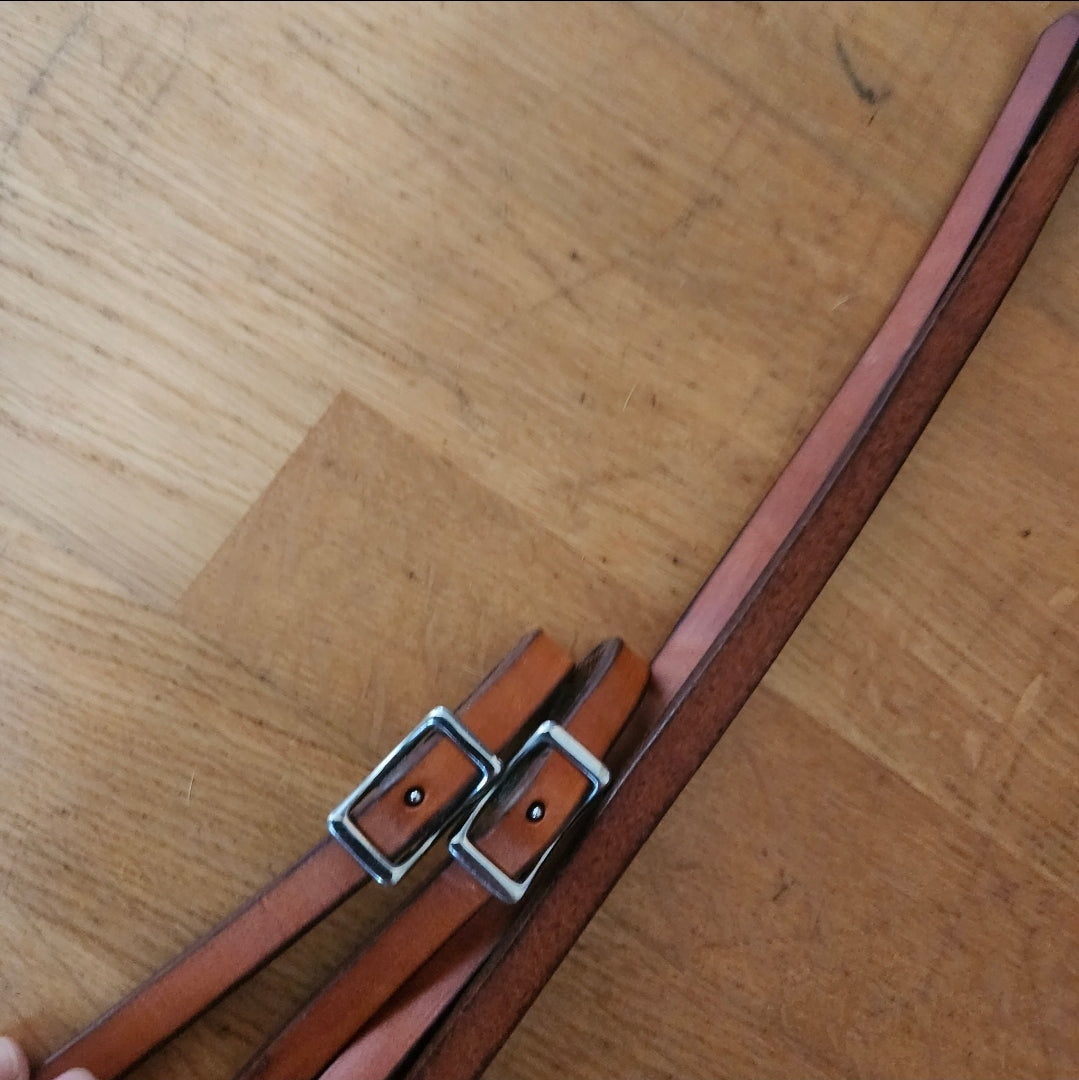 Western split reins - tan leather  (made in USA)