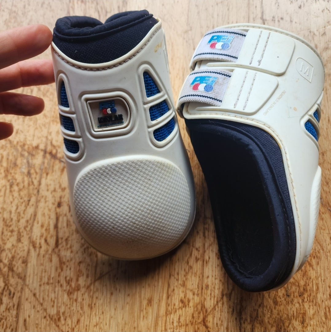 Premier Equine pre-loved white fetlock boots. Size M
