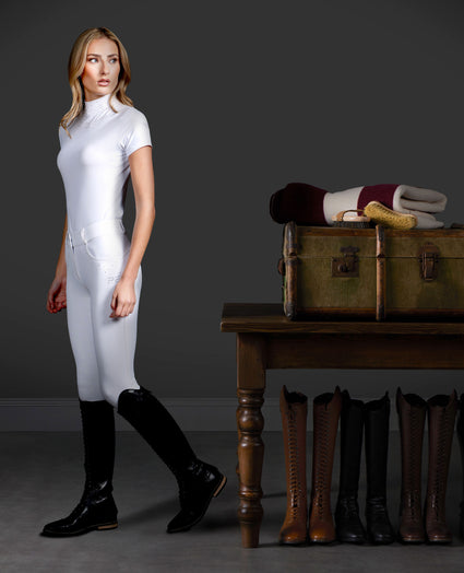 Premier Equine Cristalli Gel Full Seat Riding Breeches - White (Standard Rise)