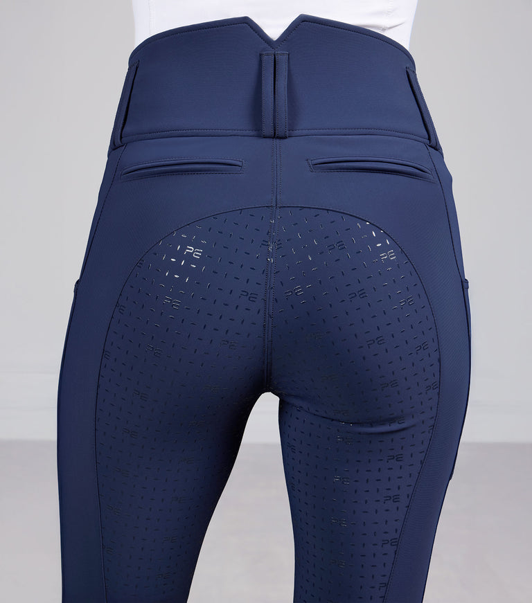 PE Coco II Ladies Gel Full Seat Riding Breeches, high waisted, phone pocket (Grey, navy or walnut)