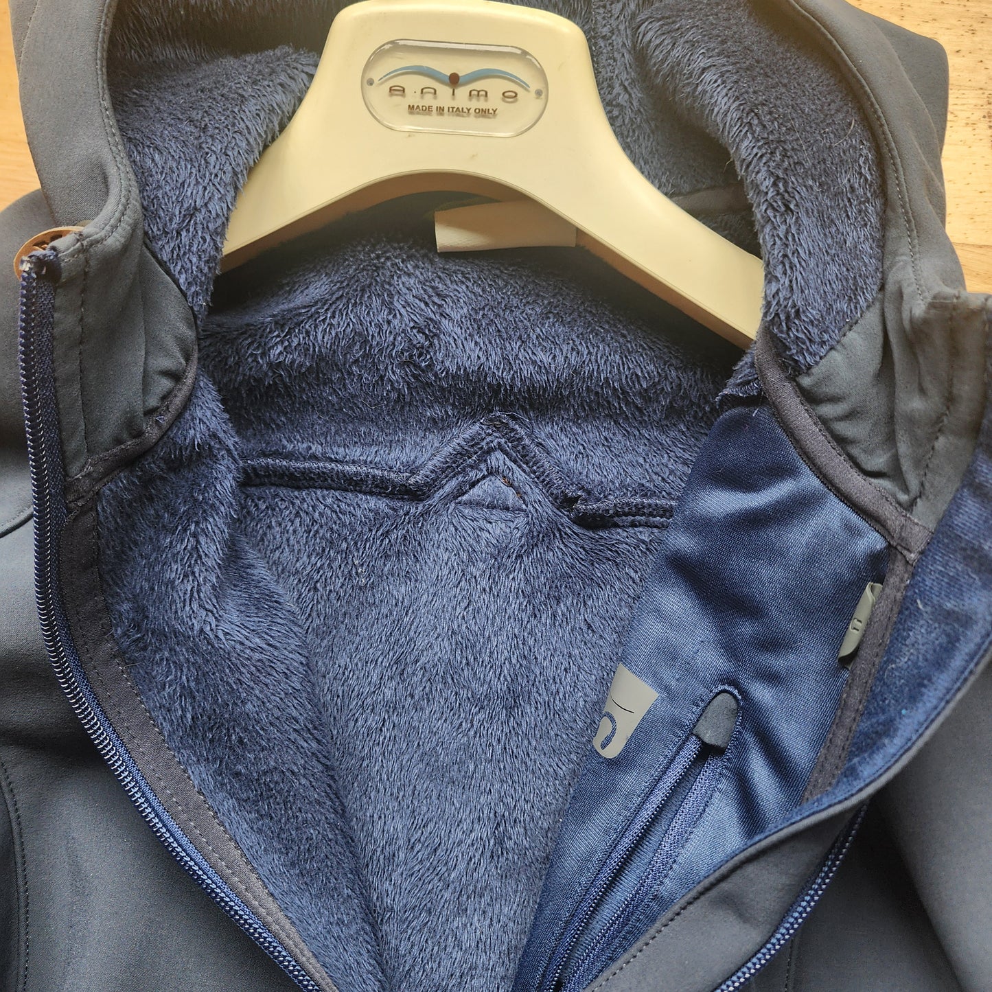 Kathmandu fleece lined soft shell jacket, navy, ladies size M, pre-loved