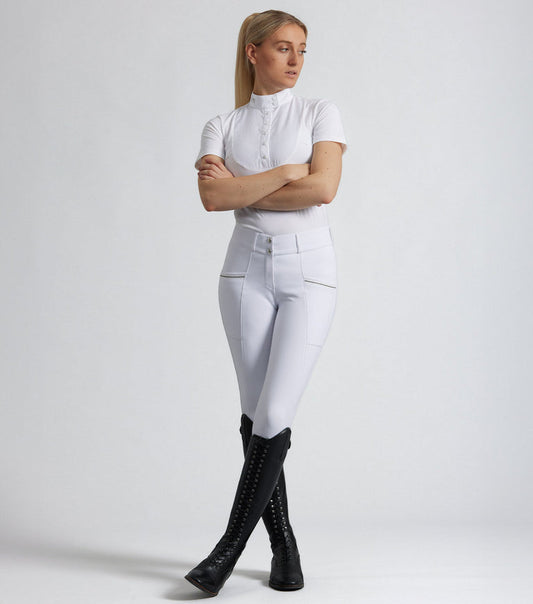 Premier Equine Ofena Ladies Gel Knee Grip Riding Breeches (white)