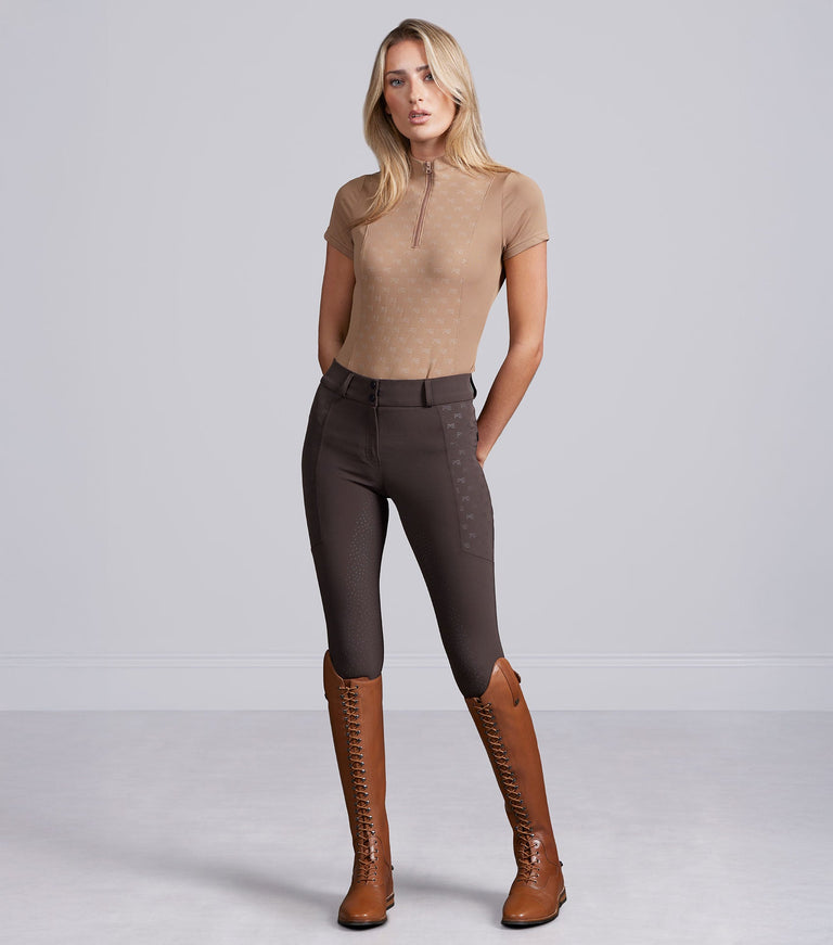 Premier Equine Valerius Womens Short Sleeve Top -  Latte