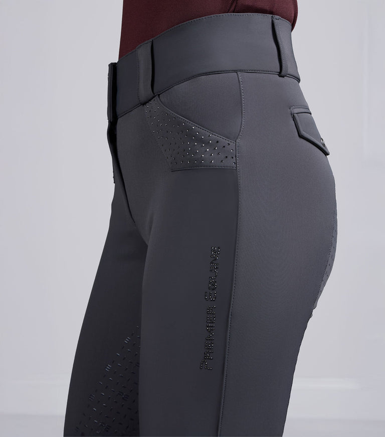 Premier Equine Torino II Women's Gel Full Seat Riding Breeches - Grey (High Rise)