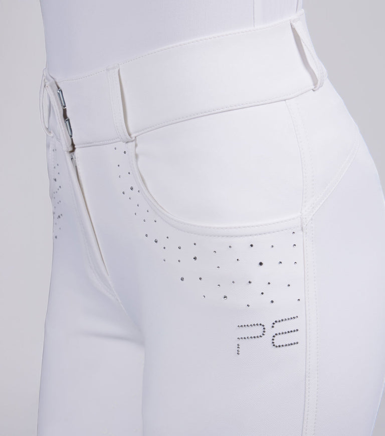 Premier Equine Cristalli Gel Full Seat Riding Breeches - White (Standard Rise)