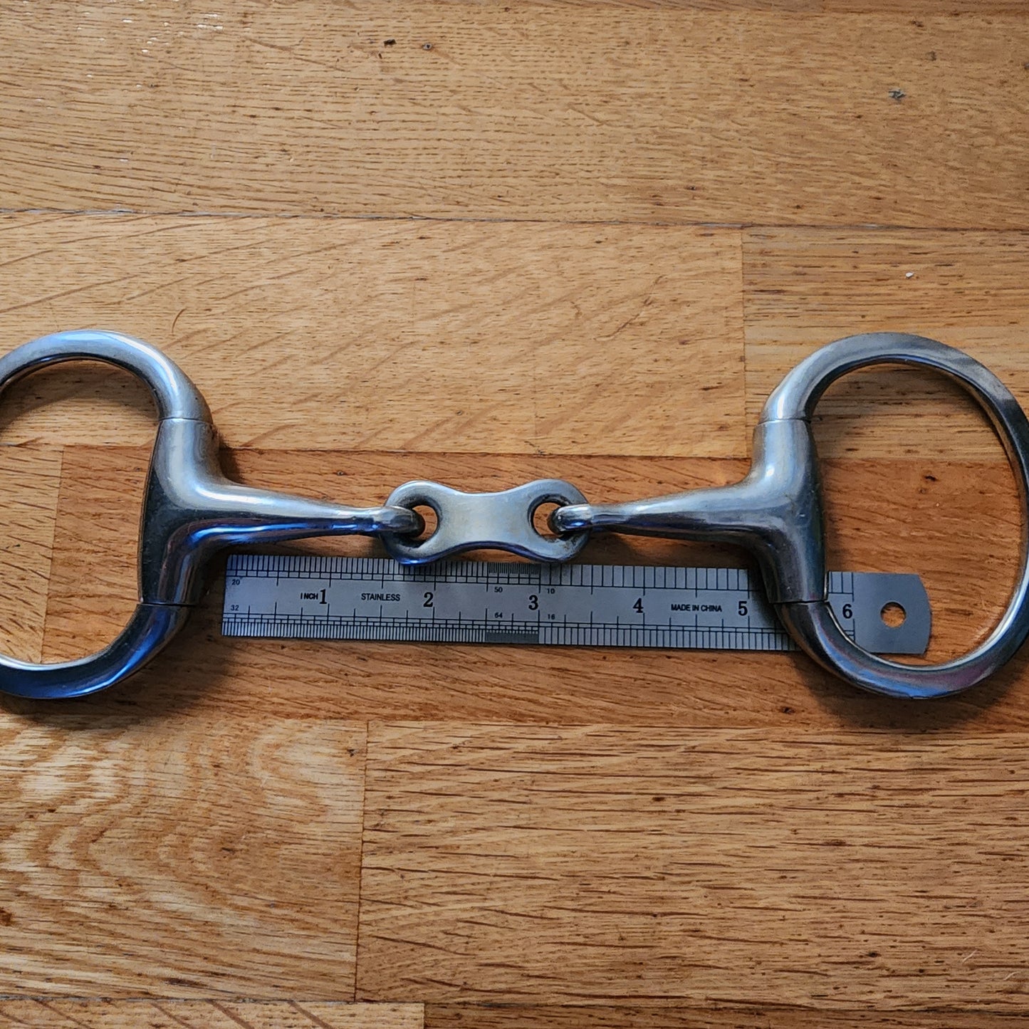Stainless steel eggbutt French link bit. Pre-loved. 5"