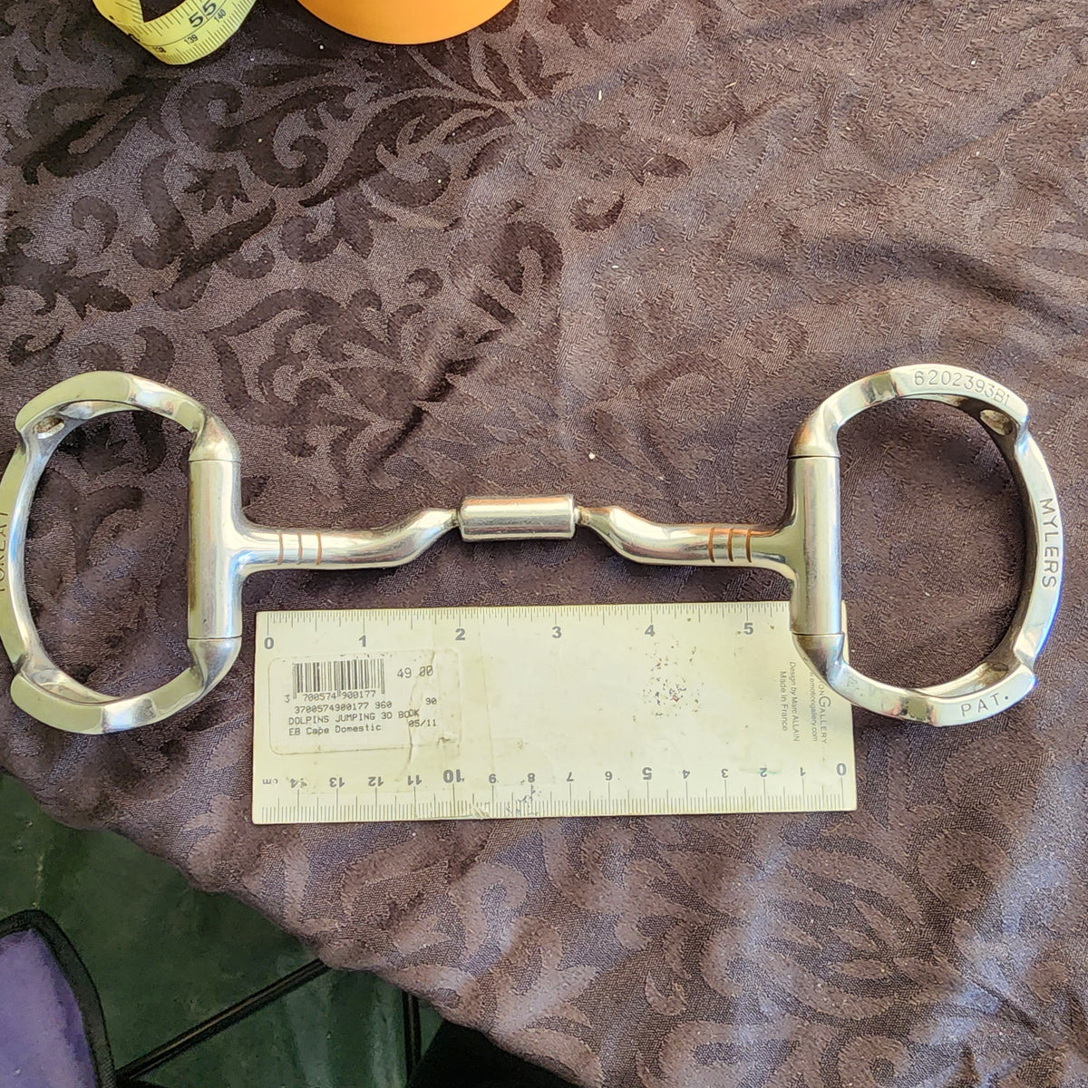 Myler eggbutt bit with hooks 5" pre loved
