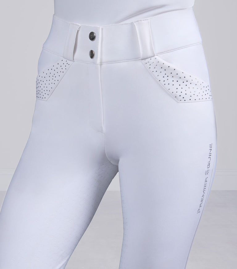 Premier Equine Torino II Women's Gel Full Seat Riding Breeches - White (High Rise)