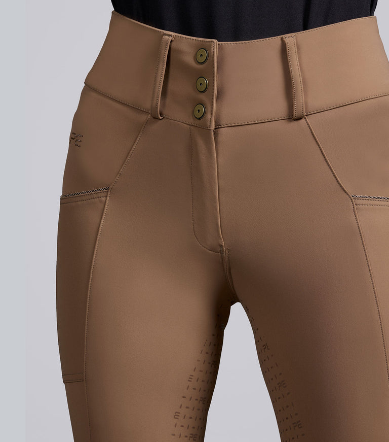 Premier Equine Sassari Womens Gel Full Seat Riding Breeches - Caramel (High Rise)