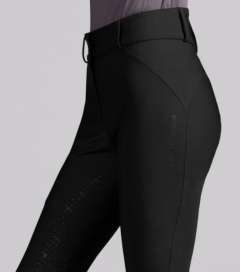Premier Equine Amnis Womens Waterproof Gel Full Seat Riding Breeches, Black (High Rise)