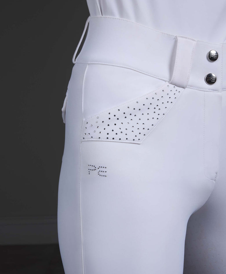 Premier Equine Torino II Women's Gel Full Seat Riding Breeches - White (High Rise)