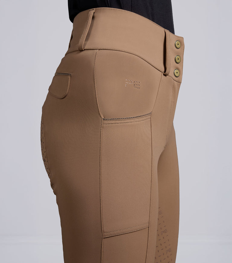 Premier Equine Sassari Womens Gel Full Seat Riding Breeches - Caramel (High Rise)