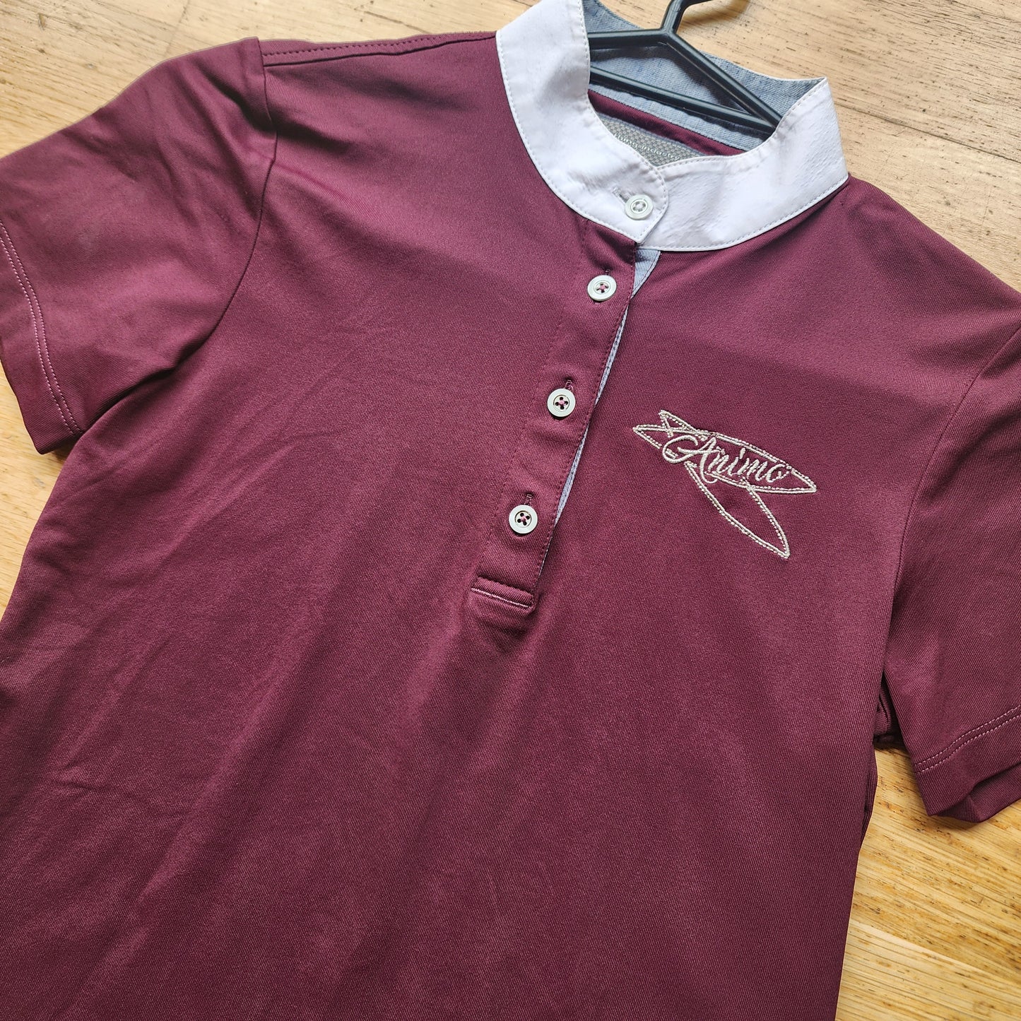 Animo show shirt, ladies 6 /girls 12, burgundy, pre-loved