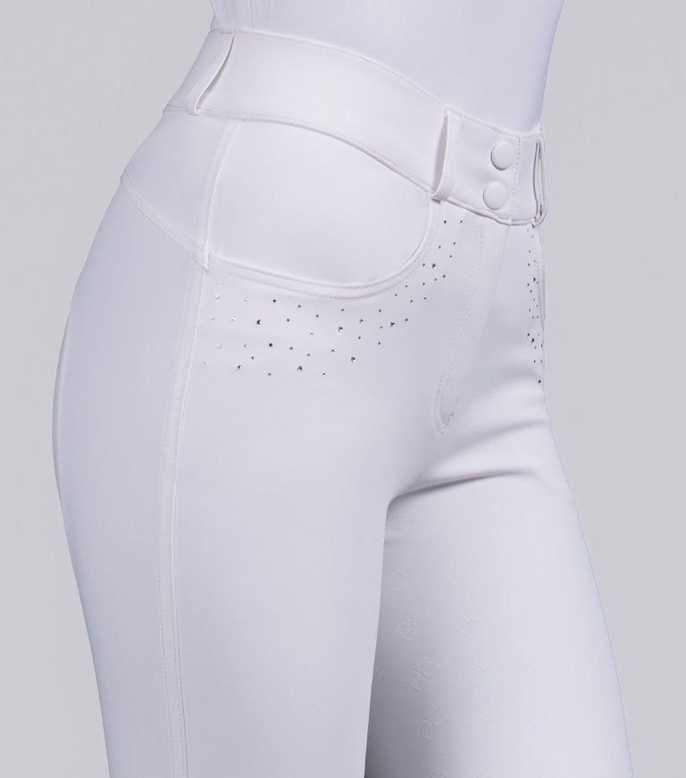 Premier Equine Cristalli Gel Full Seat Riding Breeches - White (Standard Rise)