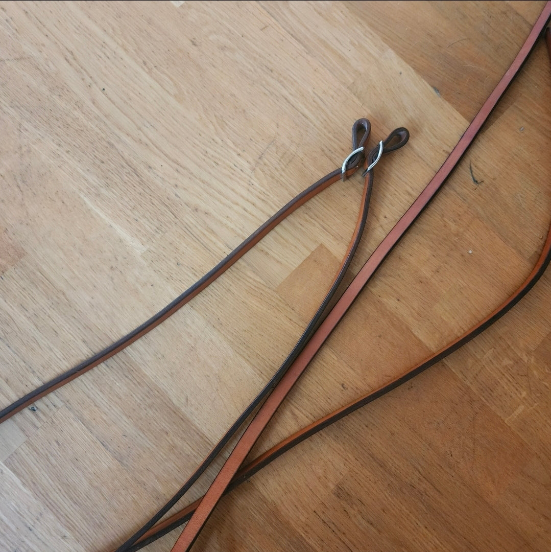 Western split reins - tan leather  (made in USA)