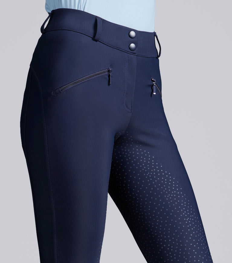 Premier Equine Meraki Womens Gel Full Seat Riding Breeches - Navy (Standard Rise)