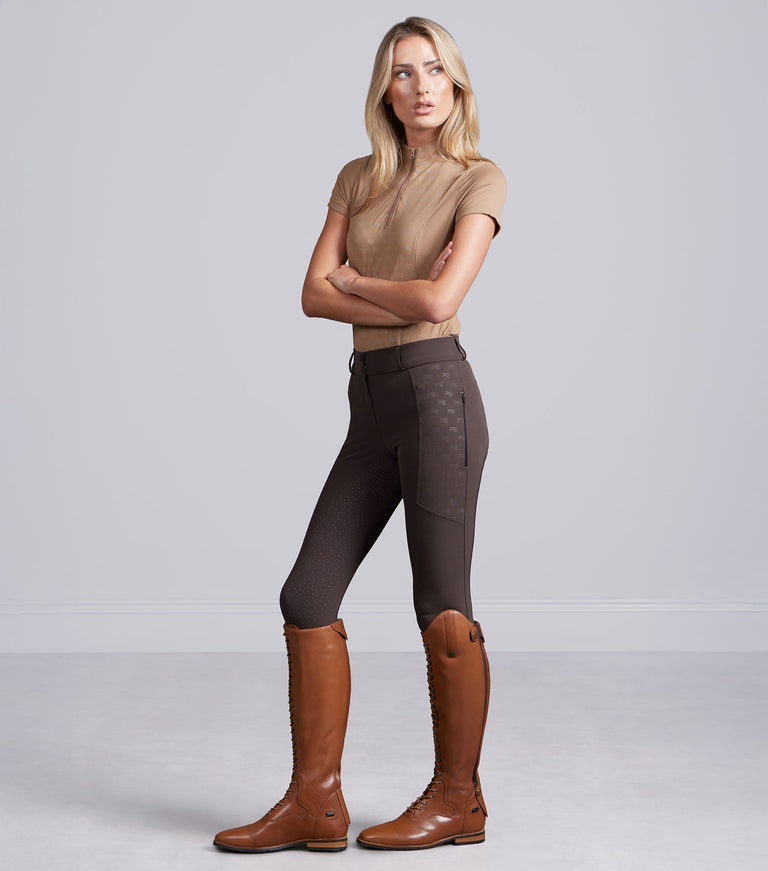 Premier Equine Valerius Womens Gel Full Seat Riding Breeches  - Brown (Standard Rise)