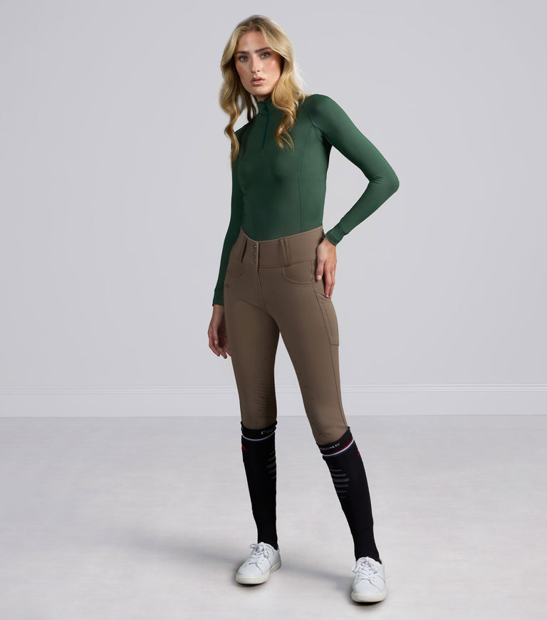 PE Coco II Ladies Gel Full Seat Riding Breeches, high waisted, phone pocket (Grey, navy or walnut)