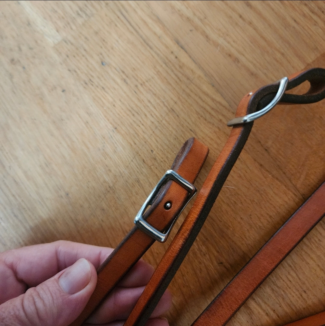 Western split reins - tan leather  (made in USA)