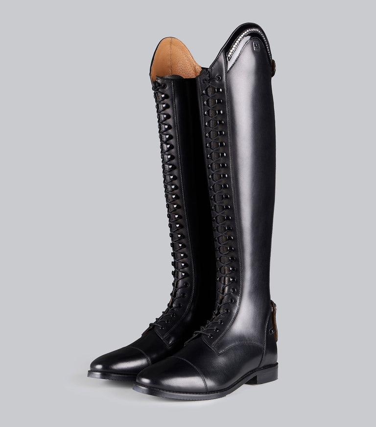 Premier Equine Astra Ladies Lace Front Tall Leather Riding Boots - Black